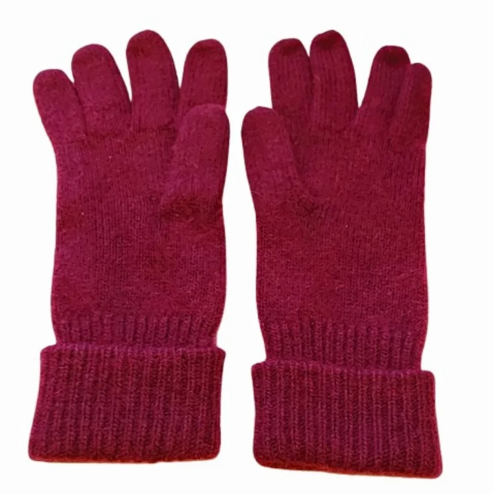 Maroon Knit Gloves OS